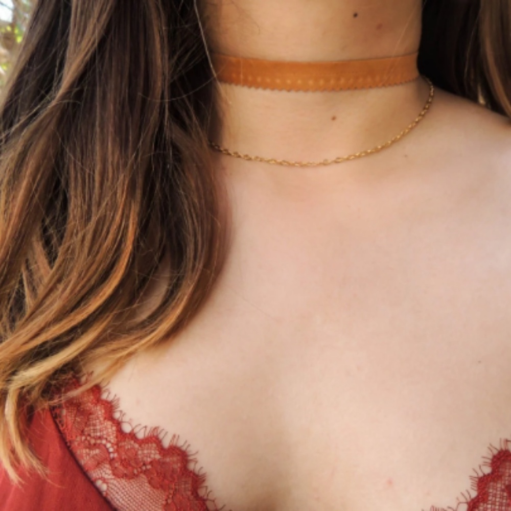 Suede Cut out  Embossed Tooled Choker